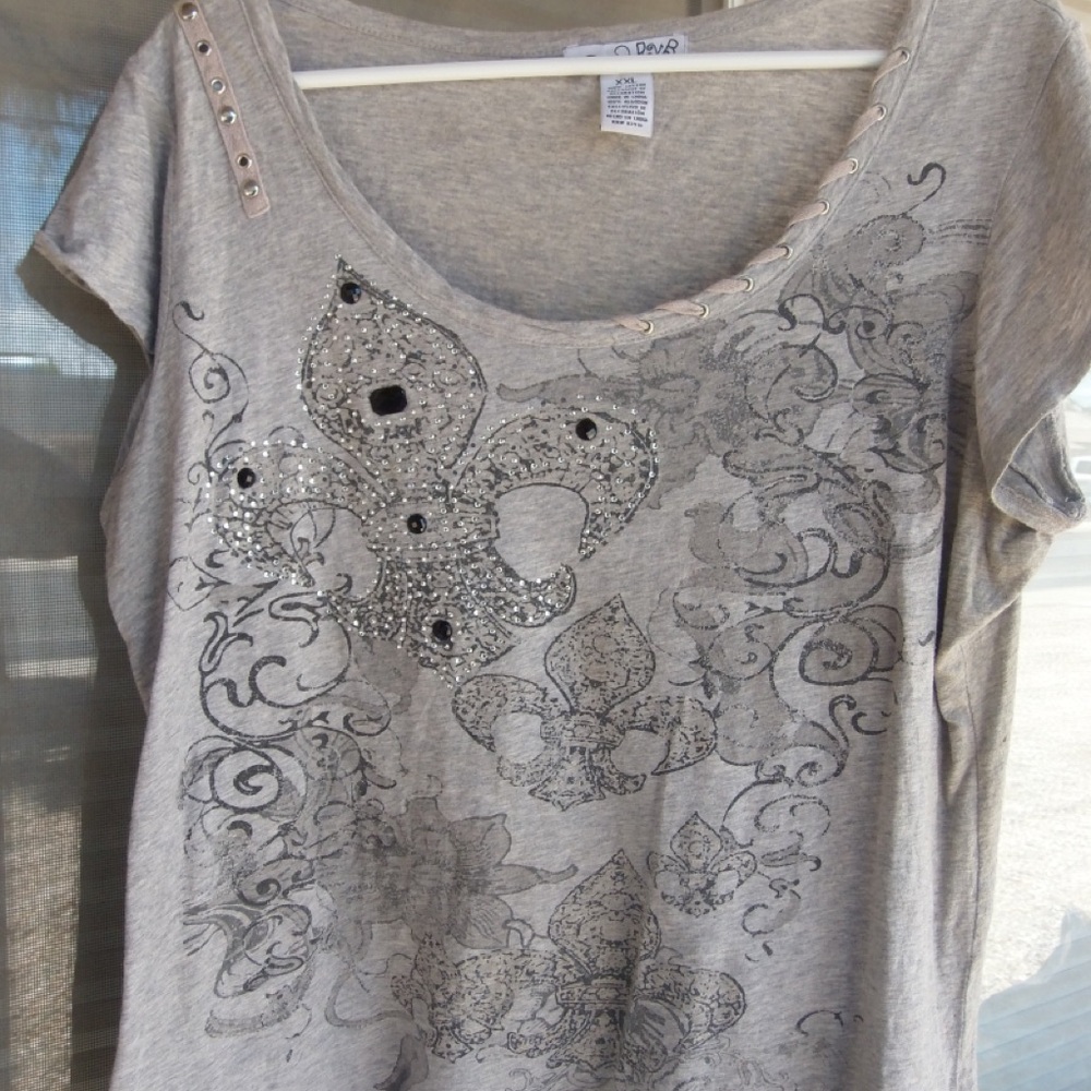Women’s Grey Embellished Off shoulder Top